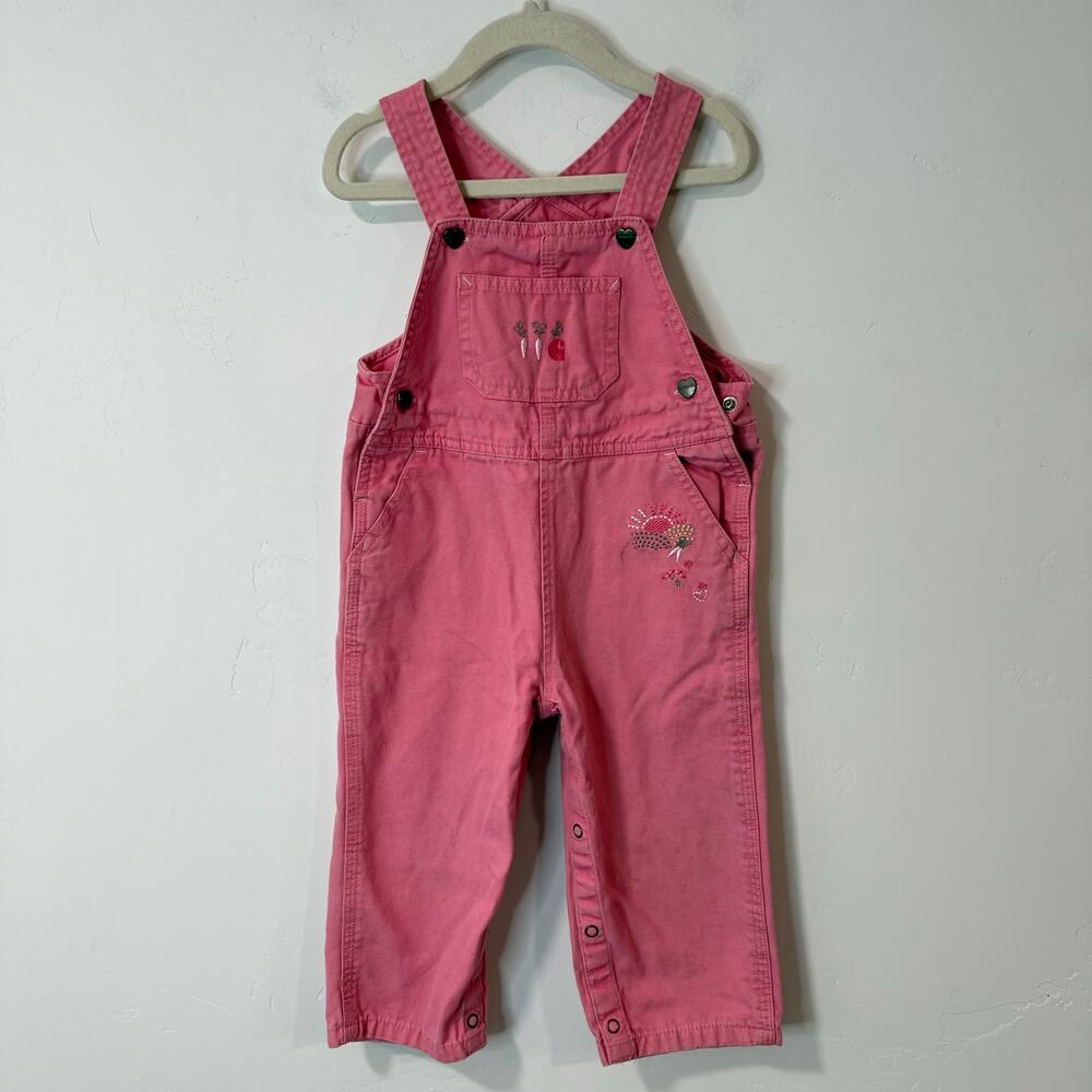 Carhartt Girls Toddler Overalls Canvas Pink Embroidered‎ 24 Month